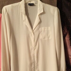 Anne Klein Ivory Button-Front Blouse